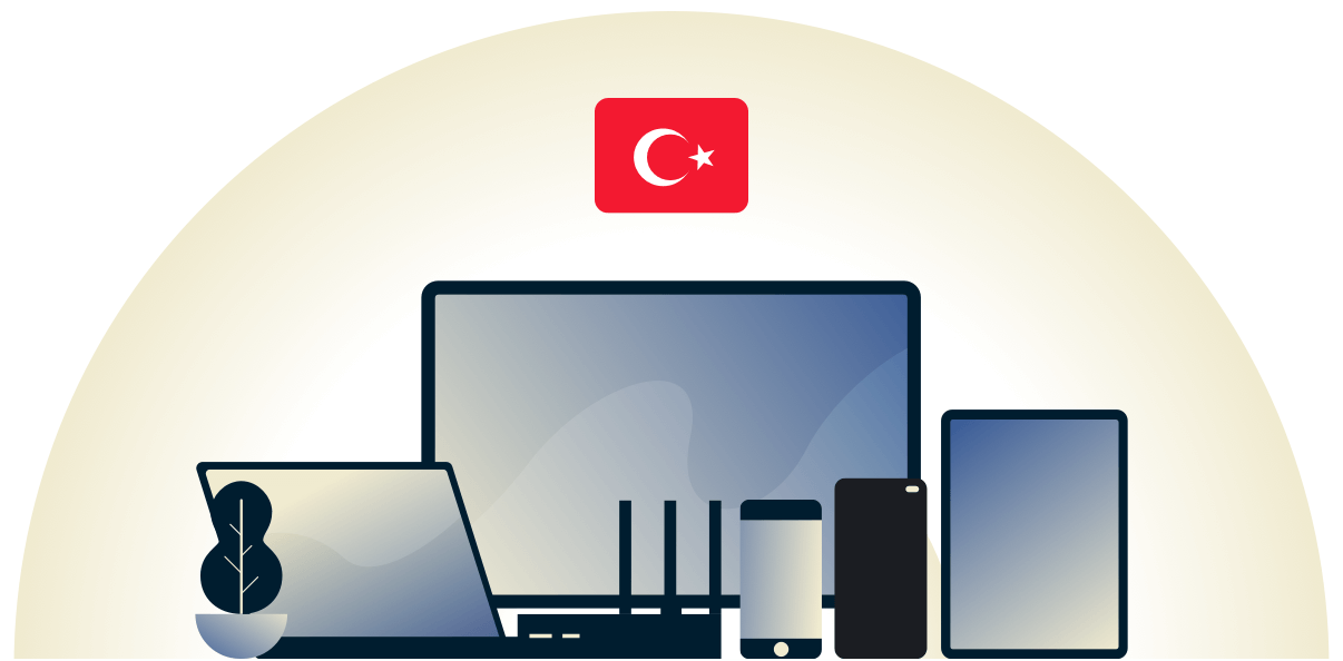 Tyrkiet VPN beskytter en r&aelig;kke forskellige enheder.